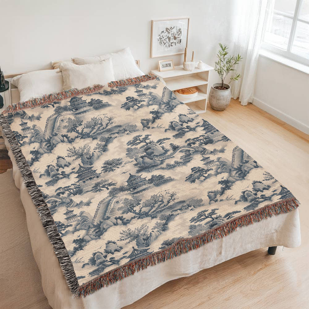 Chinese Ornament Pattern 007 - 60" x 80" Heirloom Woven Blanket