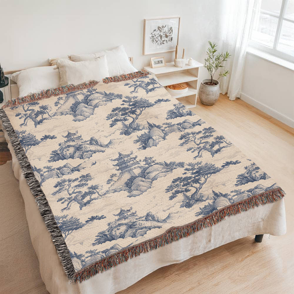 Chinese Ornament Pattern 001 - 60" x 80" Heirloom Woven Blanket