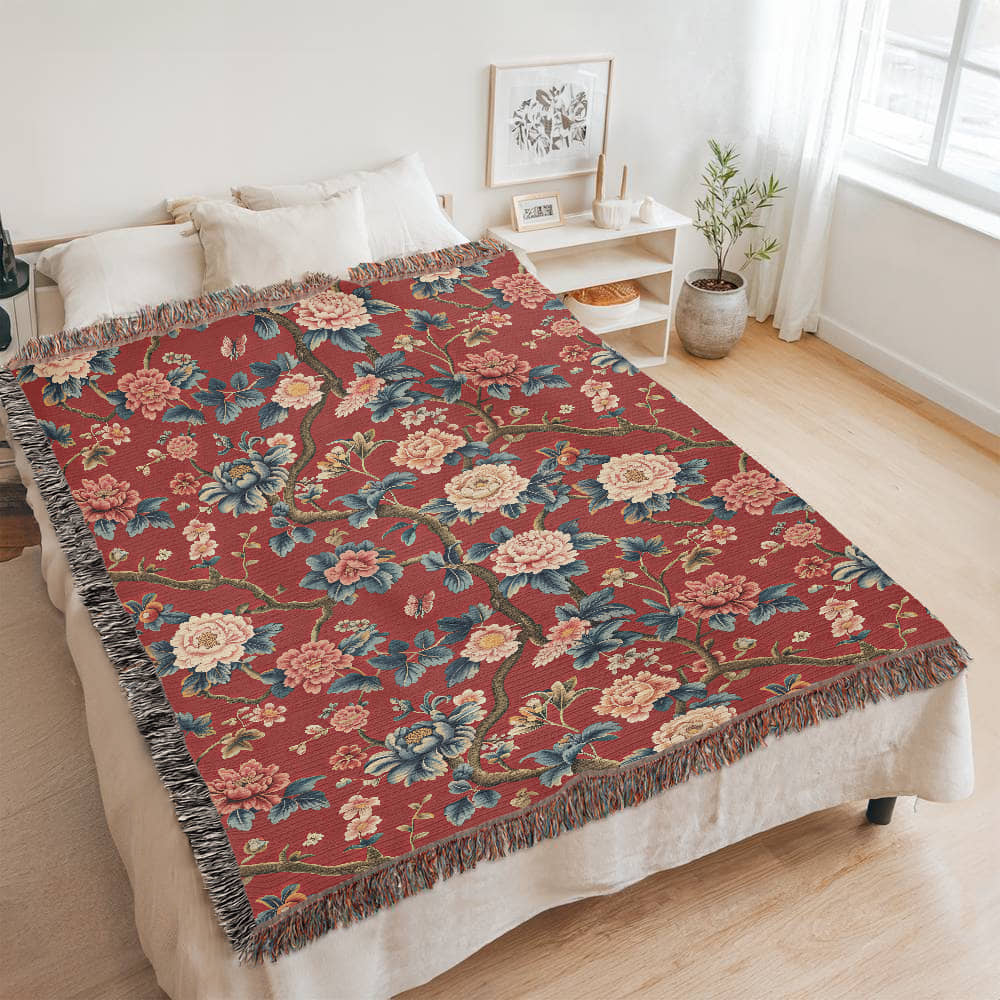 Chinoiserie Pattern 002 - 60" x 80" Heirloom Woven Blanket