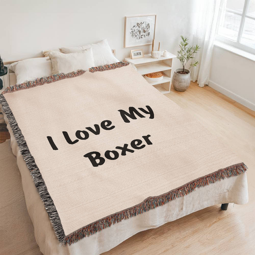 Love My Boxer v4 - 60" x 80" Heirloom Woven Blanket