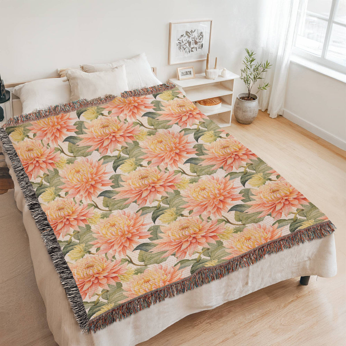 Spring Flowers Pattern 025 - 60" x 80" Heirloom Woven Blanket