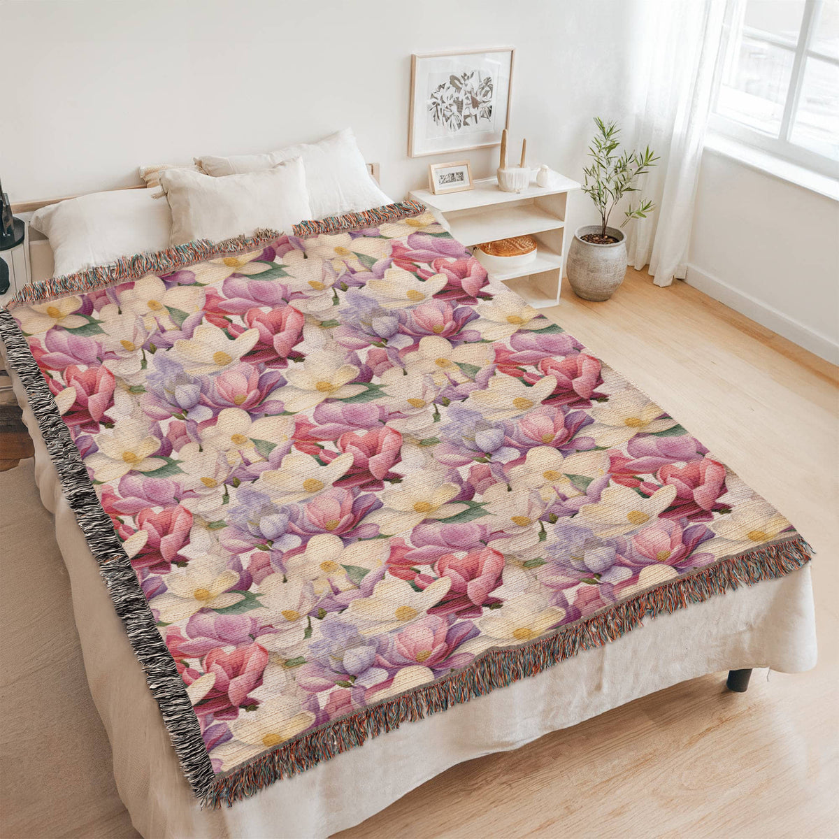 Spring Flowers Pattern 007 - 60" x 80" Heirloom Woven Blanket