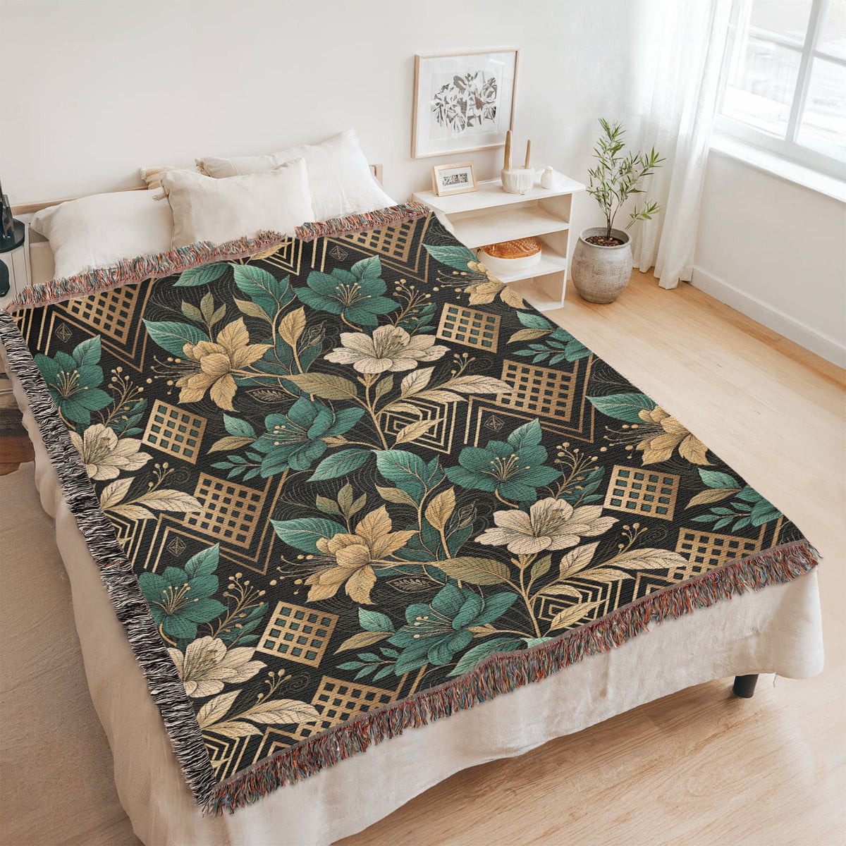 Oversized Floral Pattern 029 - 60" x 80" Heirloom Woven Blanket