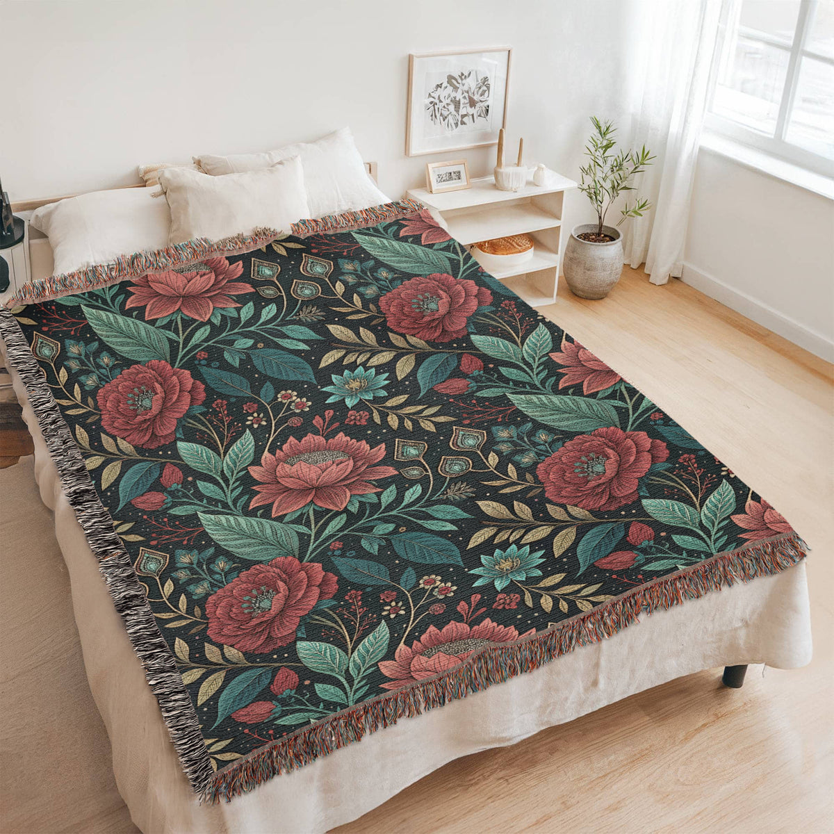 Oversized Floral Pattern 017 - 60" x 80" Heirloom Woven Blanket