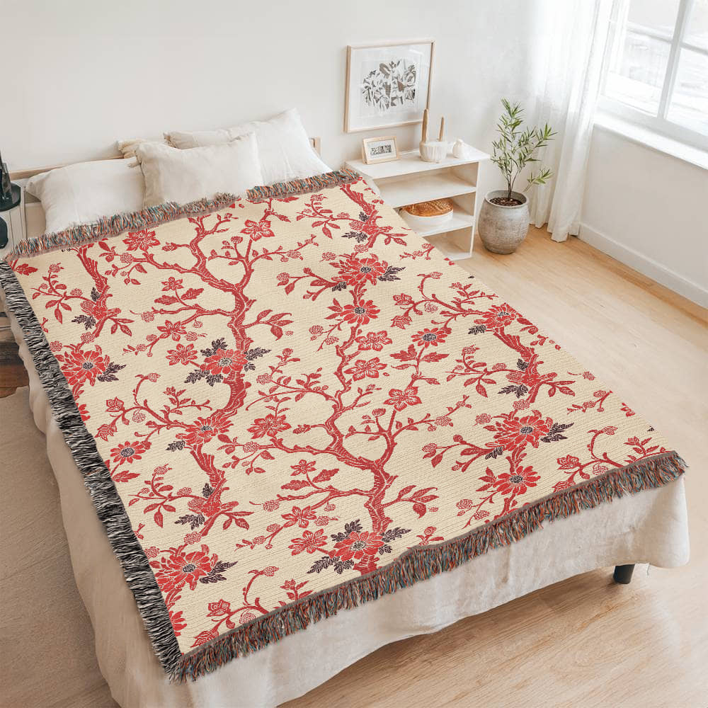 Chinoiserie Pattern 019 - 60" x 80" Heirloom Woven Blanket