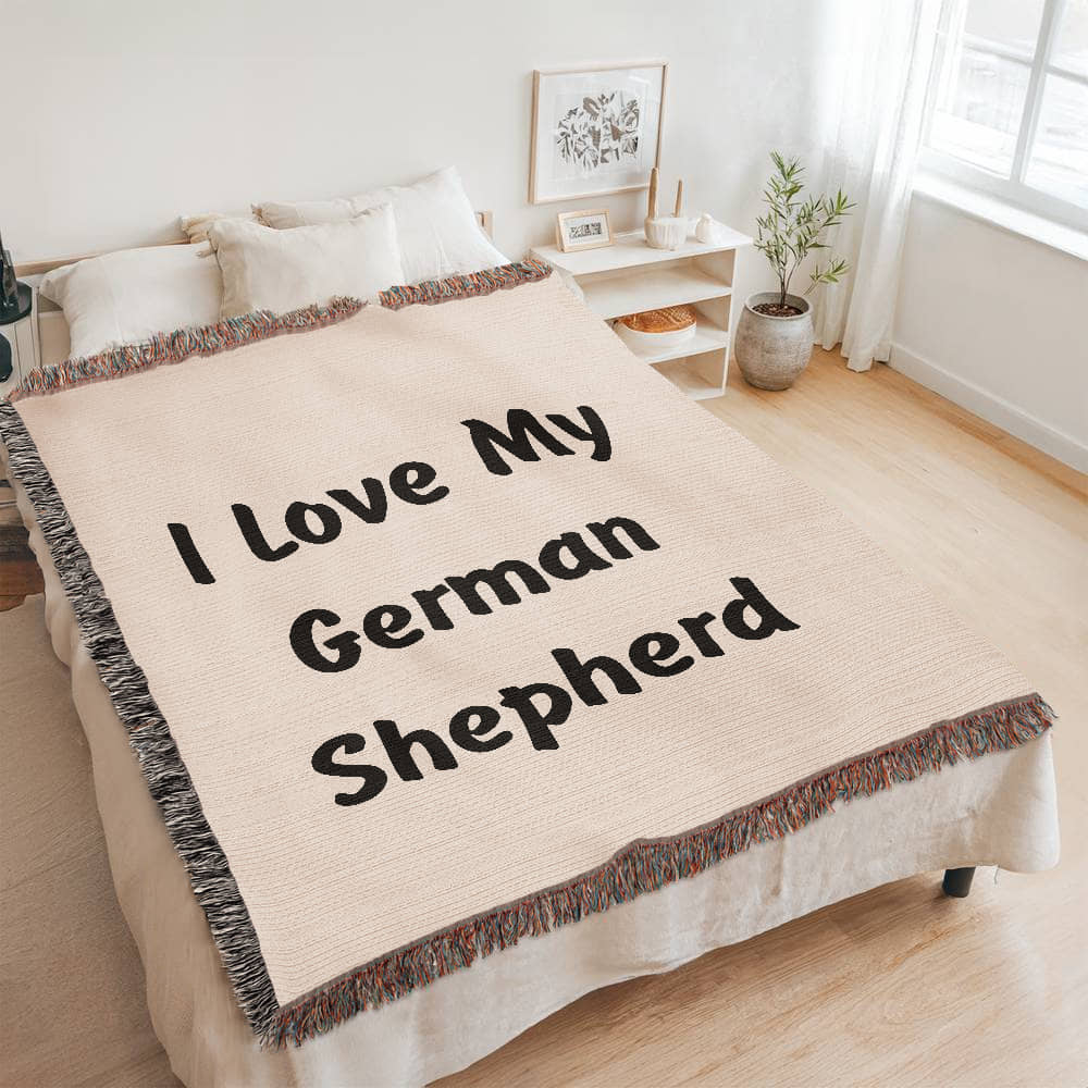Love My German Shepherd v4 - 60" x 80" Heirloom Woven Blanket