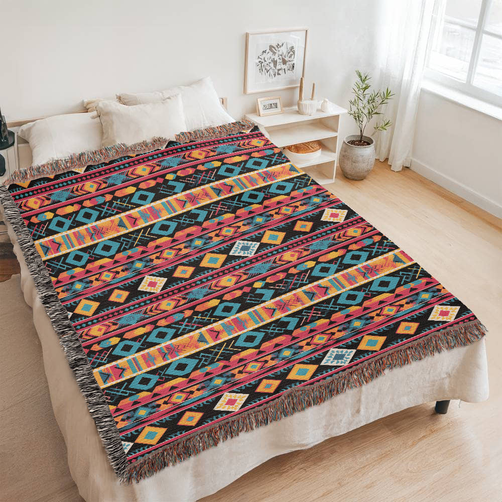 Mexican Textile Pattern 011 - 60" x 80" Heirloom Woven Blanket