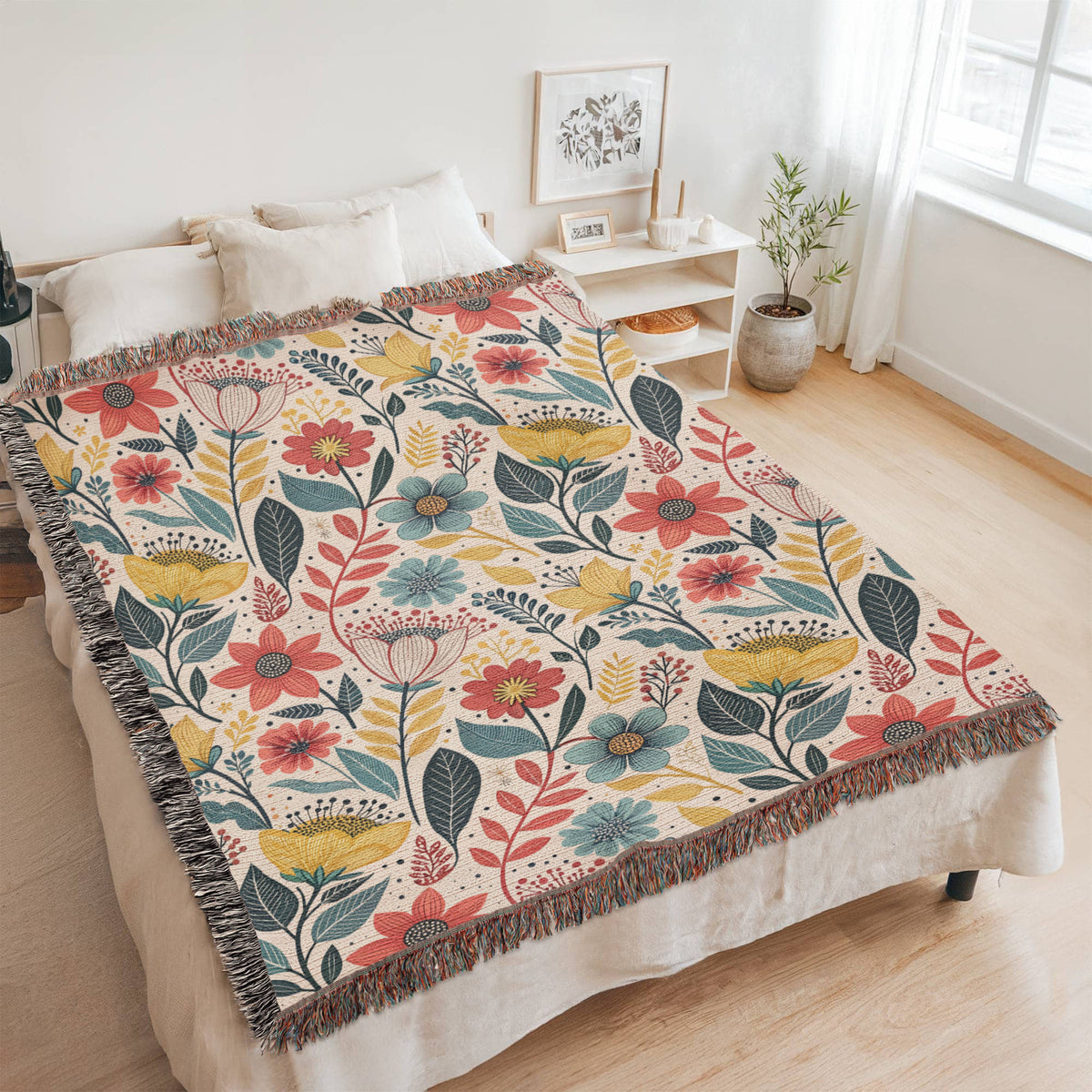Oversized Floral Pattern 011 - 60" x 80" Heirloom Woven Blanket