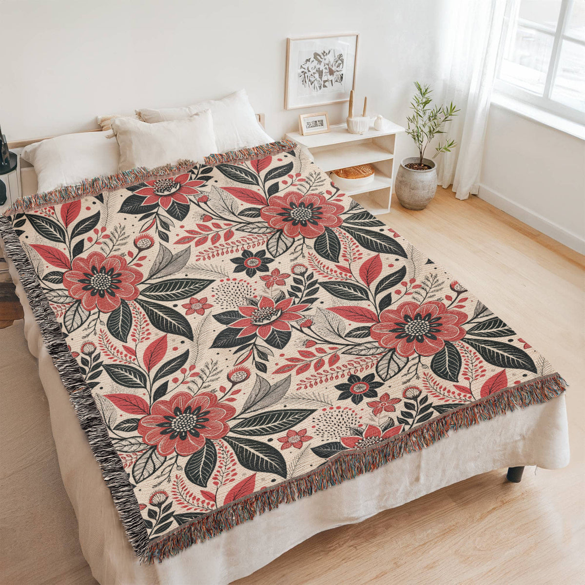 Oversized Floral Pattern 022 - 60" x 80" Heirloom Woven Blanket