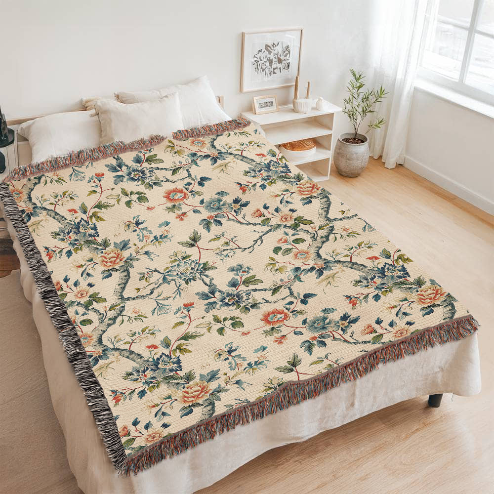 Chinoiserie Pattern 023 - 60" x 80" Heirloom Woven Blanket