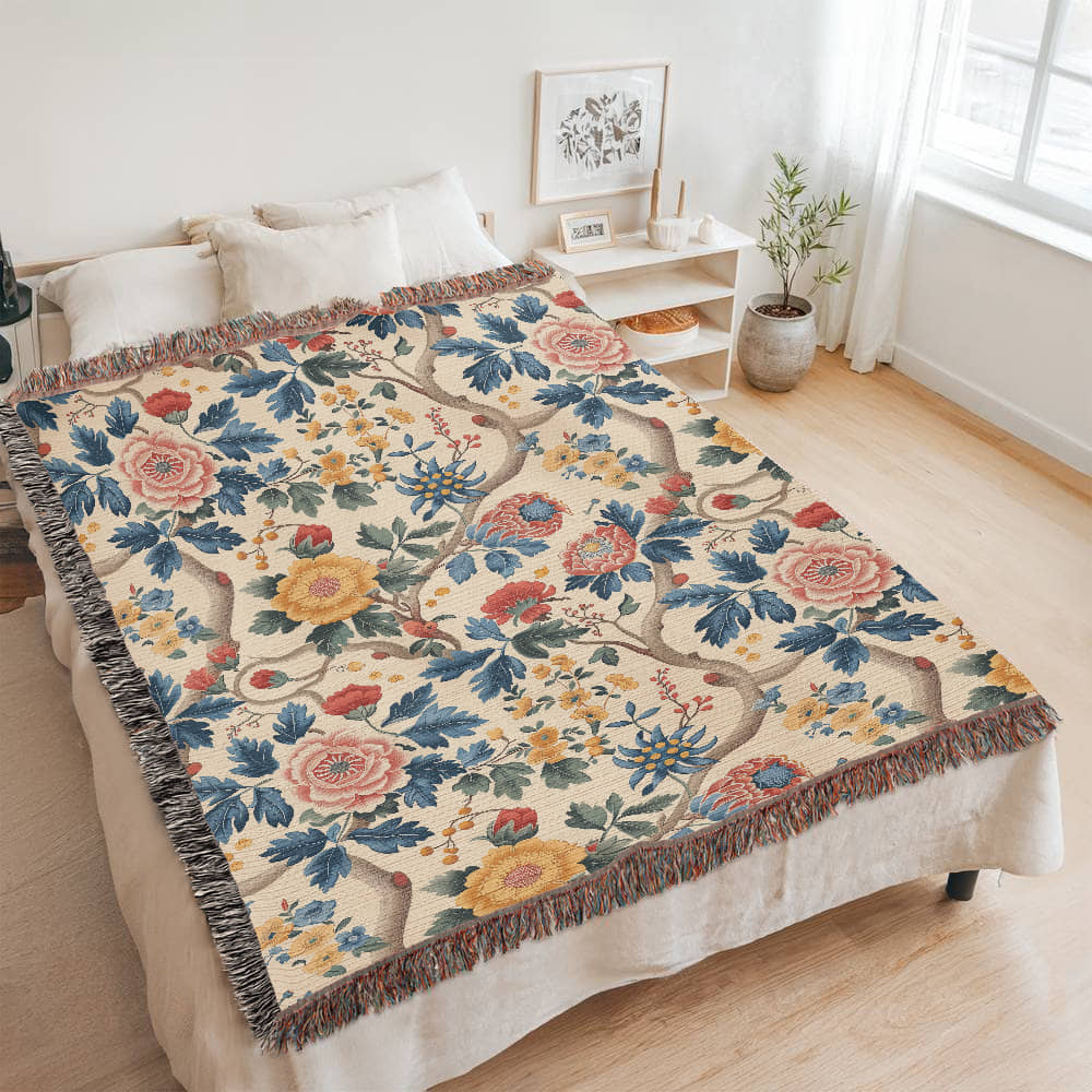 Chinoiserie Pattern 013 - 60" x 80" Heirloom Woven Blanket