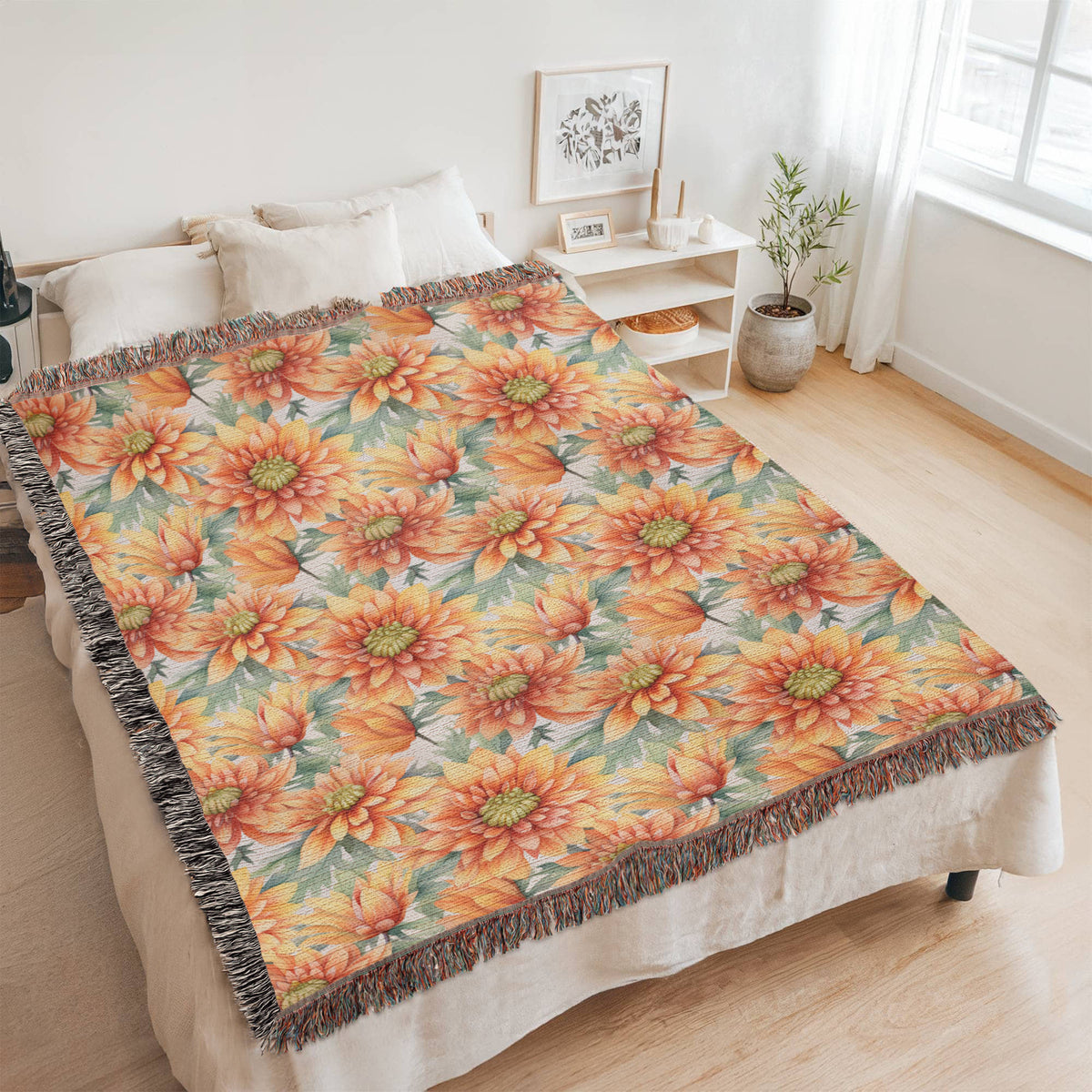 Spring Flowers Pattern 019 - 60" x 80" Heirloom Woven Blanket