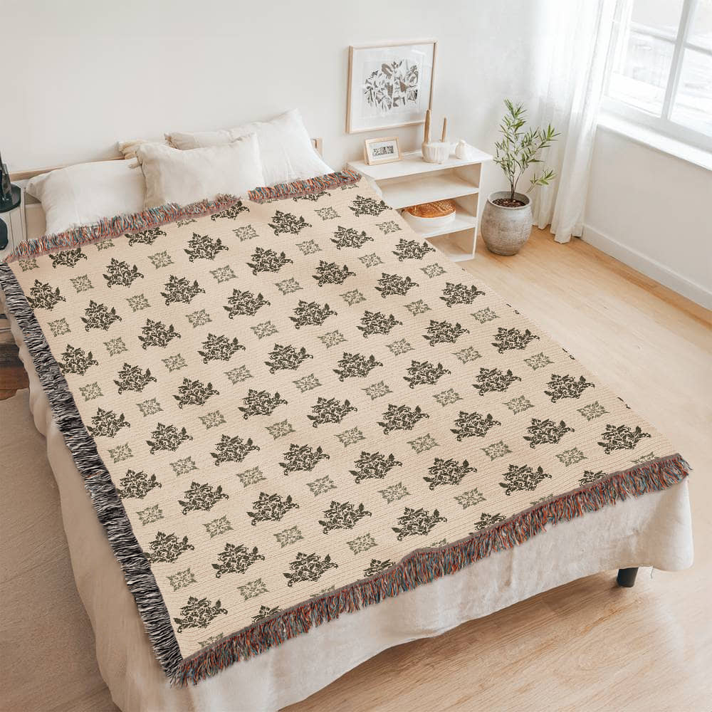 Damask Pattern 008 - 60" x 80" Heirloom Woven Blanket