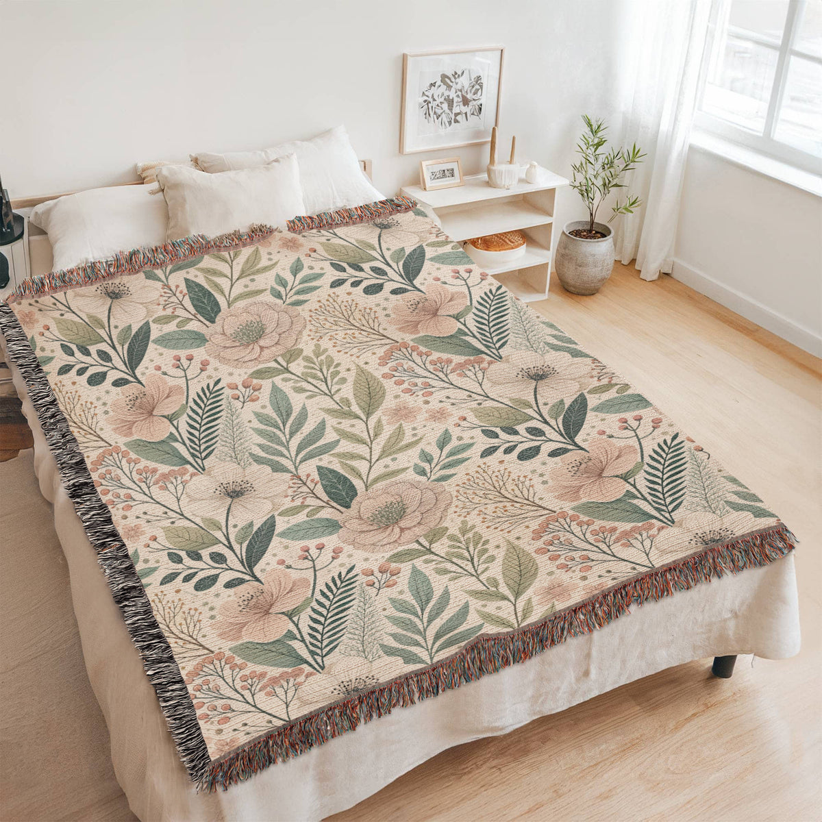 Oversized Floral Pattern 010 - 60" x 80" Heirloom Woven Blanket