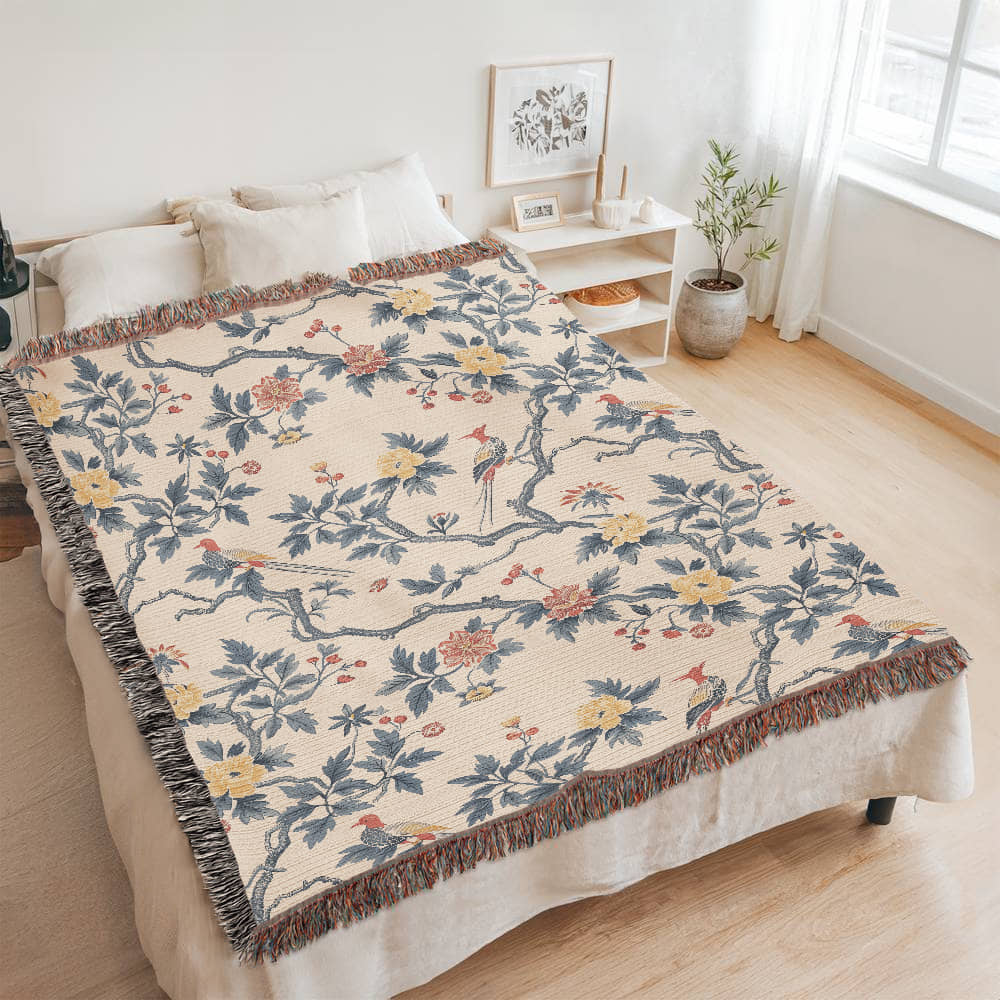 Chinoiserie Pattern 010 - 60" x 80" Heirloom Woven Blanket
