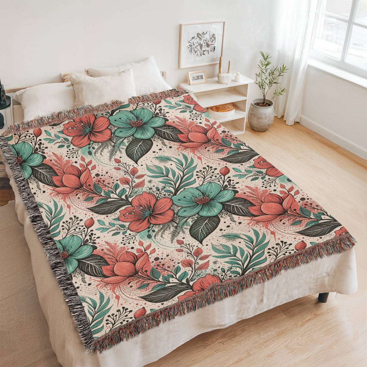 Oversized Floral Pattern 002 - 60" x 80" Heirloom Woven Blanket
