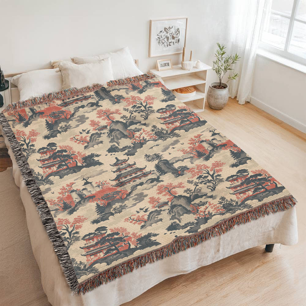 Chinese Ornament Pattern 008 - 60" x 80" Heirloom Woven Blanket