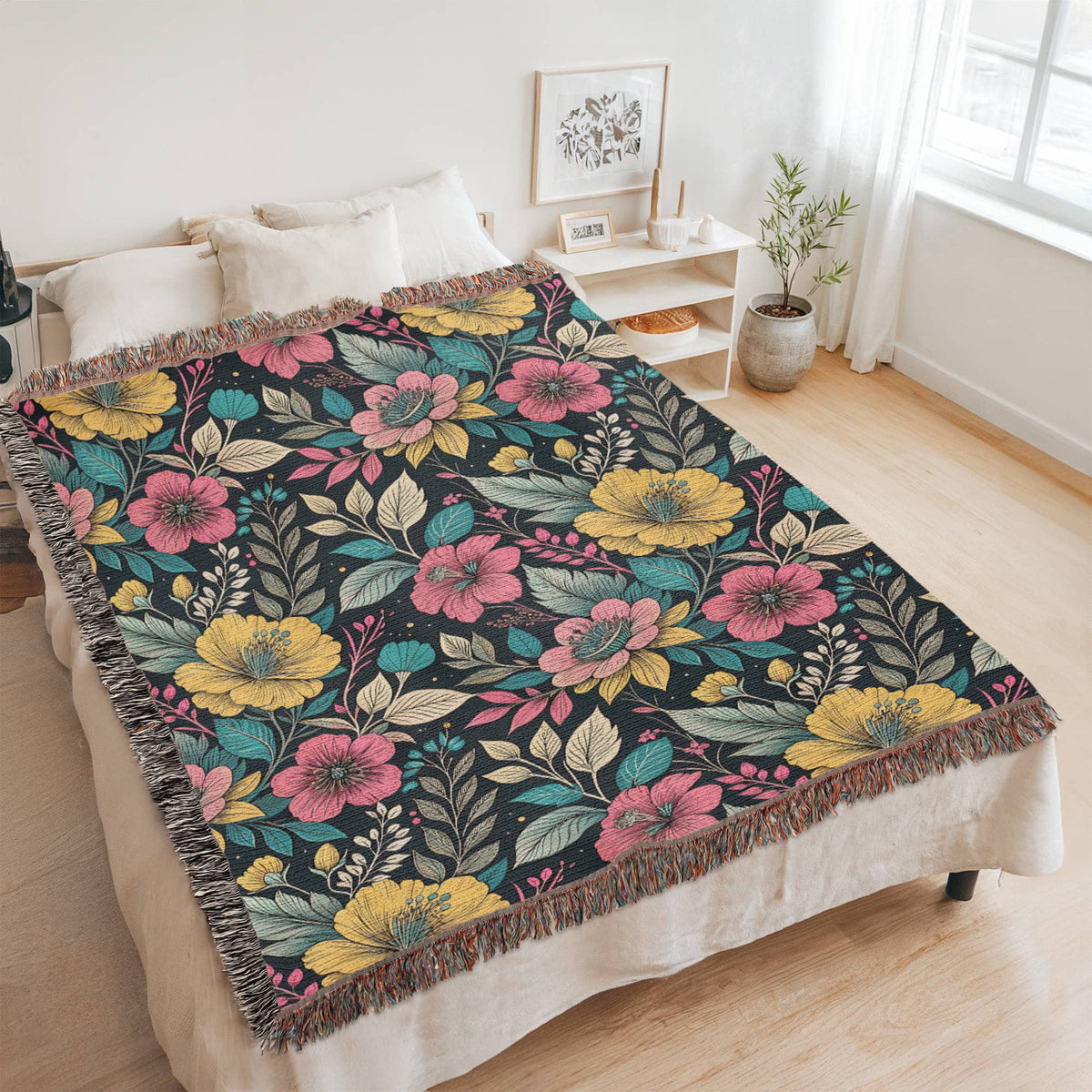 Oversized Floral Pattern 028 - 60" x 80" Heirloom Woven Blanket