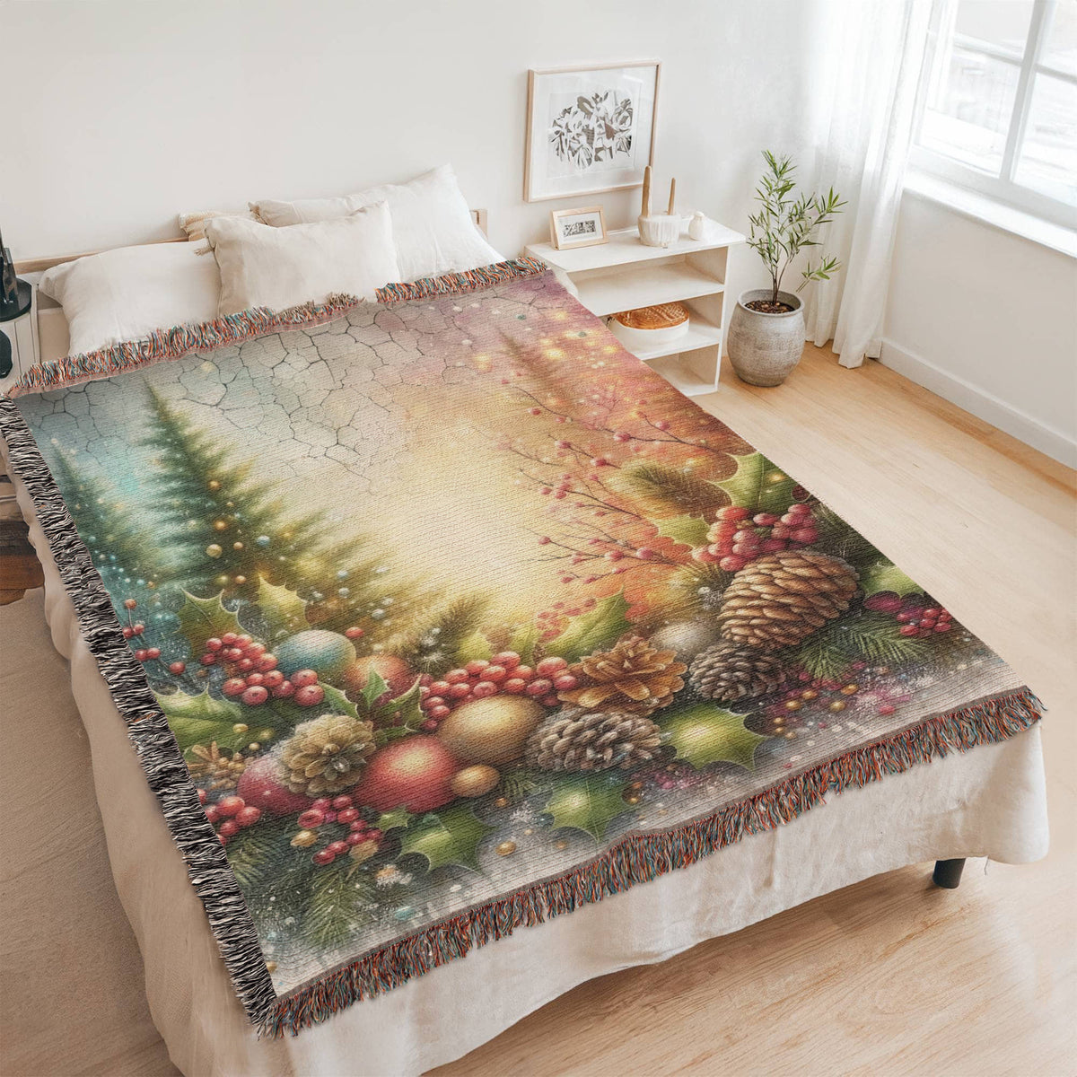 Festive Christmas Winter Scene 006 - 60" x 80" Heirloom Woven Blanket