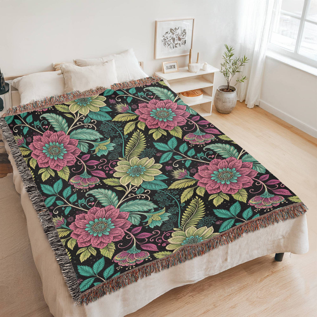 Oversized Floral Pattern 027 - 60" x 80" Heirloom Woven Blanket