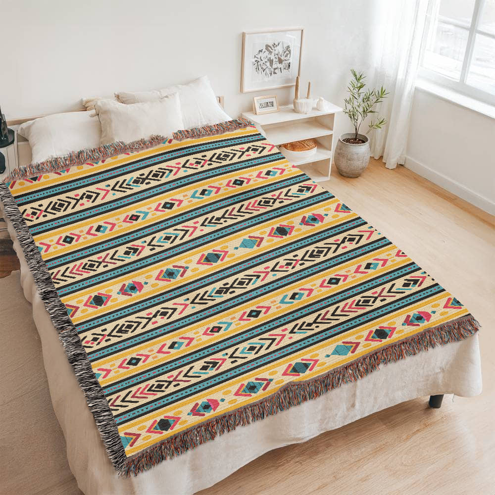 Mexican Textile Pattern 001 - 60" x 80" Heirloom Woven Blanket