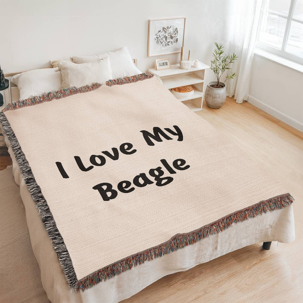Love My Beagle v4 - 60" x 80" Heirloom Woven Blanket
