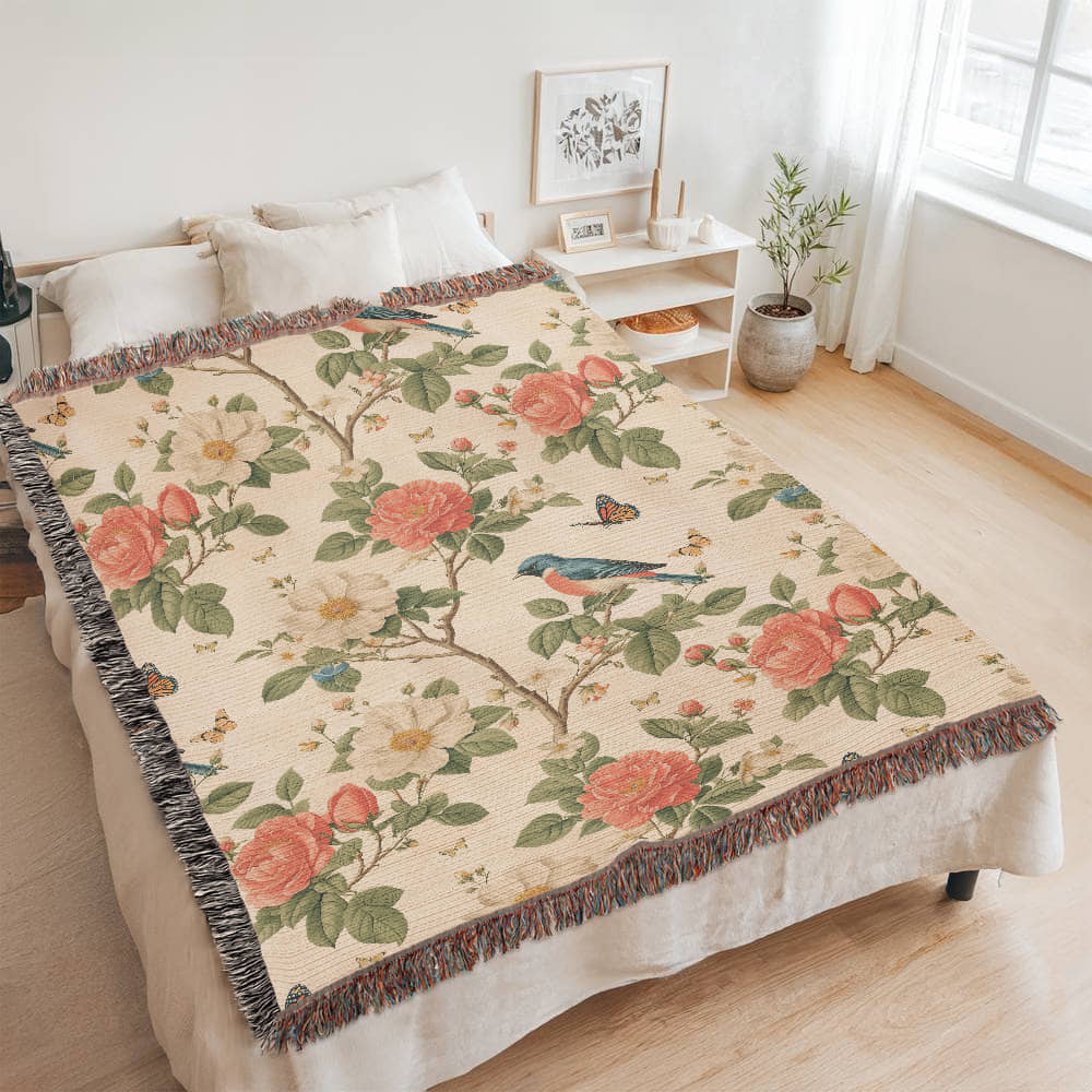 Chinoiserie Pattern 034 - 60" x 80" Heirloom Woven Blanket