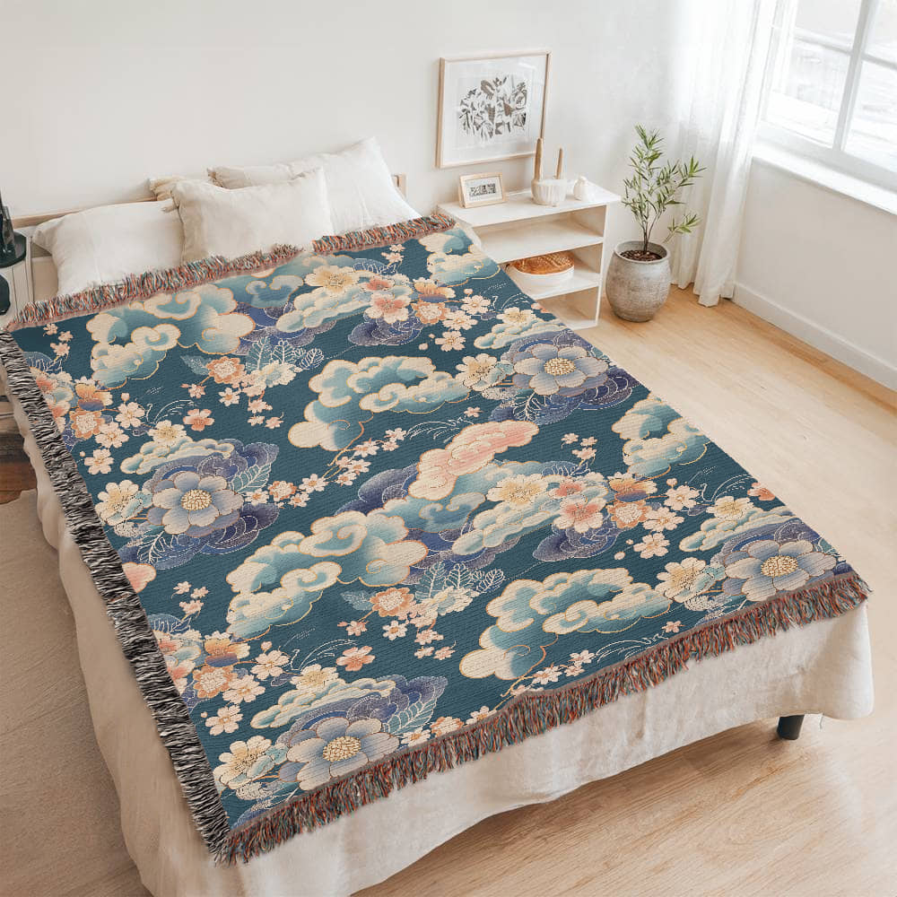 Chinoiserie Pattern 011 - 60" x 80" Heirloom Woven Blanket