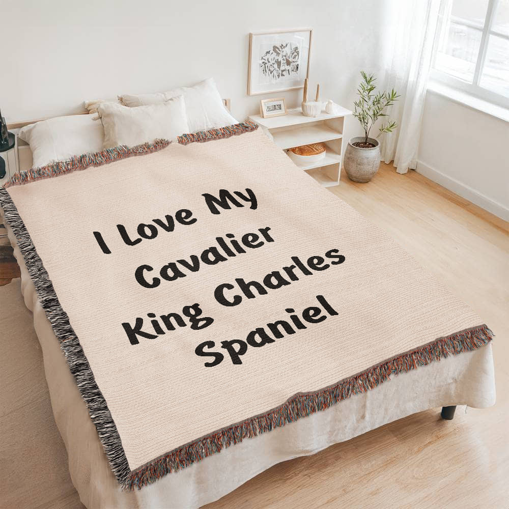 Love My Cavalier King Charles Spaniel v4 - 60" x 80" Heirloom Woven Blanket