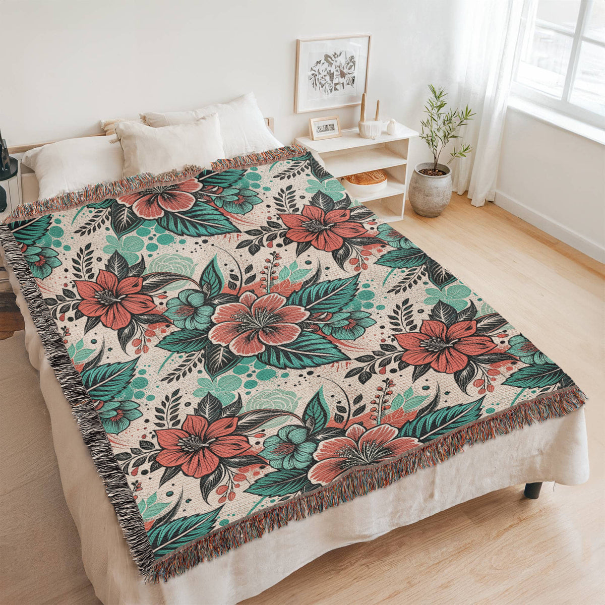 Oversized Floral Pattern 005 - 60" x 80" Heirloom Woven Blanket