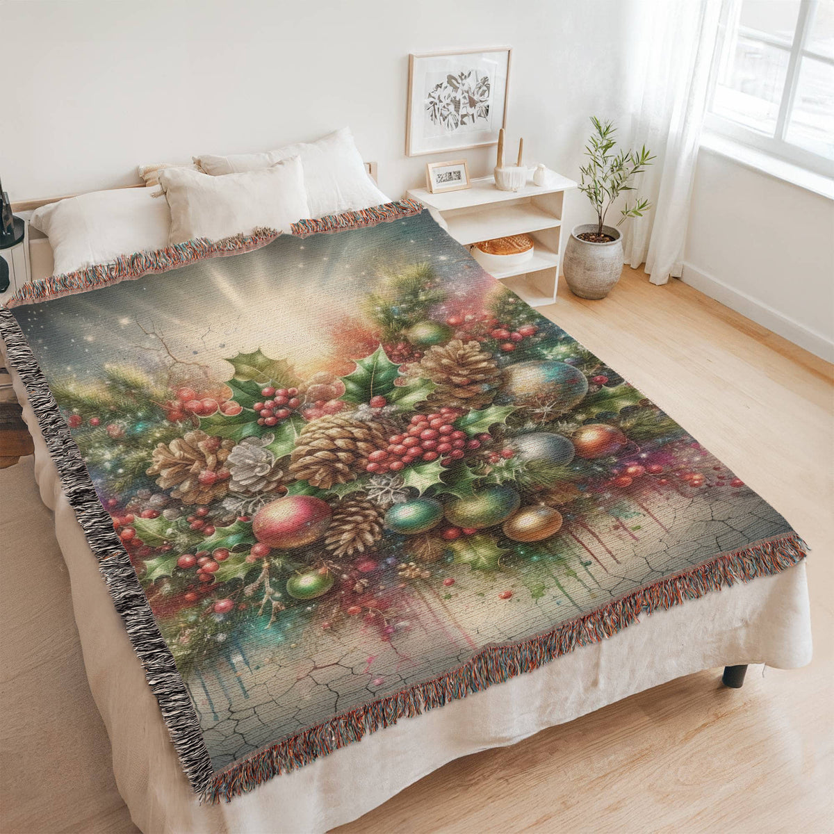 Festive Christmas Winter Scene 010 - 60" x 80" Heirloom Woven Blanket