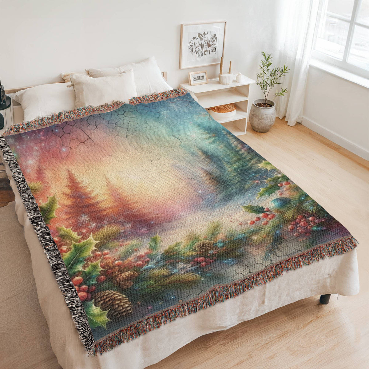 Festive Christmas Winter Scene 011 - 60" x 80" Heirloom Woven Blanket