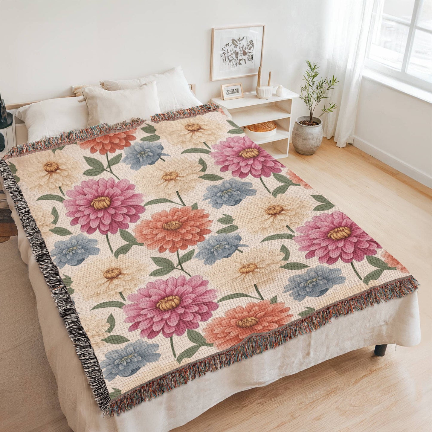 Spring Flowers Pattern 010 - 60" x 80" Heirloom Woven Blanket