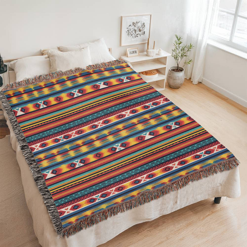 Mexican Textile Pattern 006 - 60" x 80" Heirloom Woven Blanket