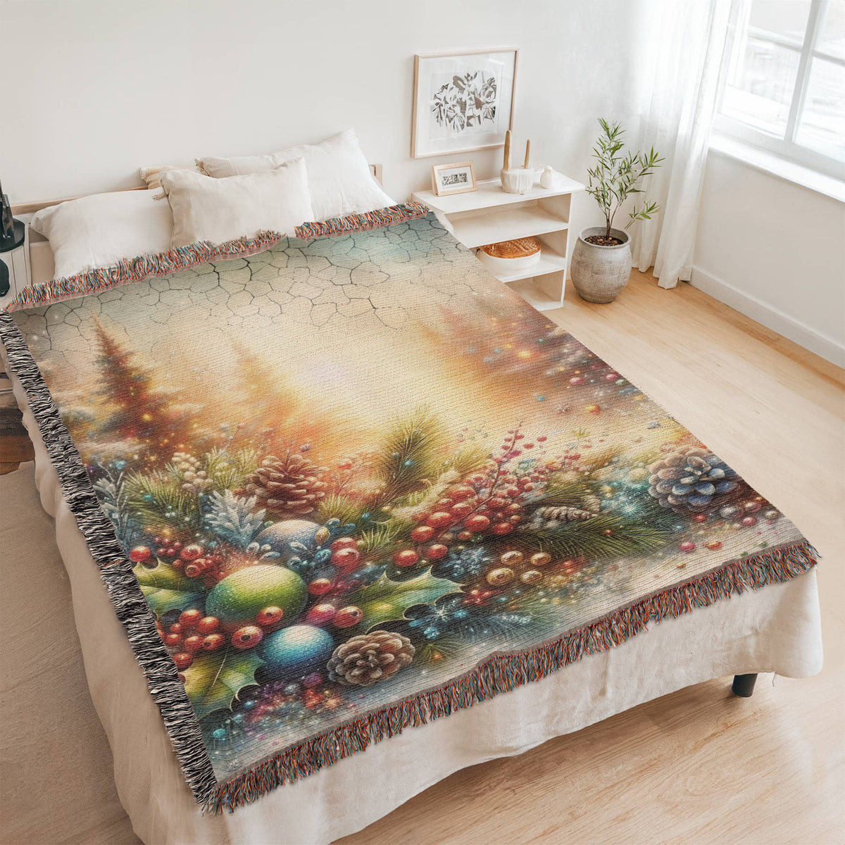 Festive Christmas Winter Scene 008 - 60" x 80" Heirloom Woven Blanket