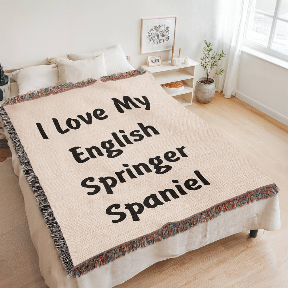 Love My English Springer Spaniel v4 - 60" x 80" Heirloom Woven Blanket