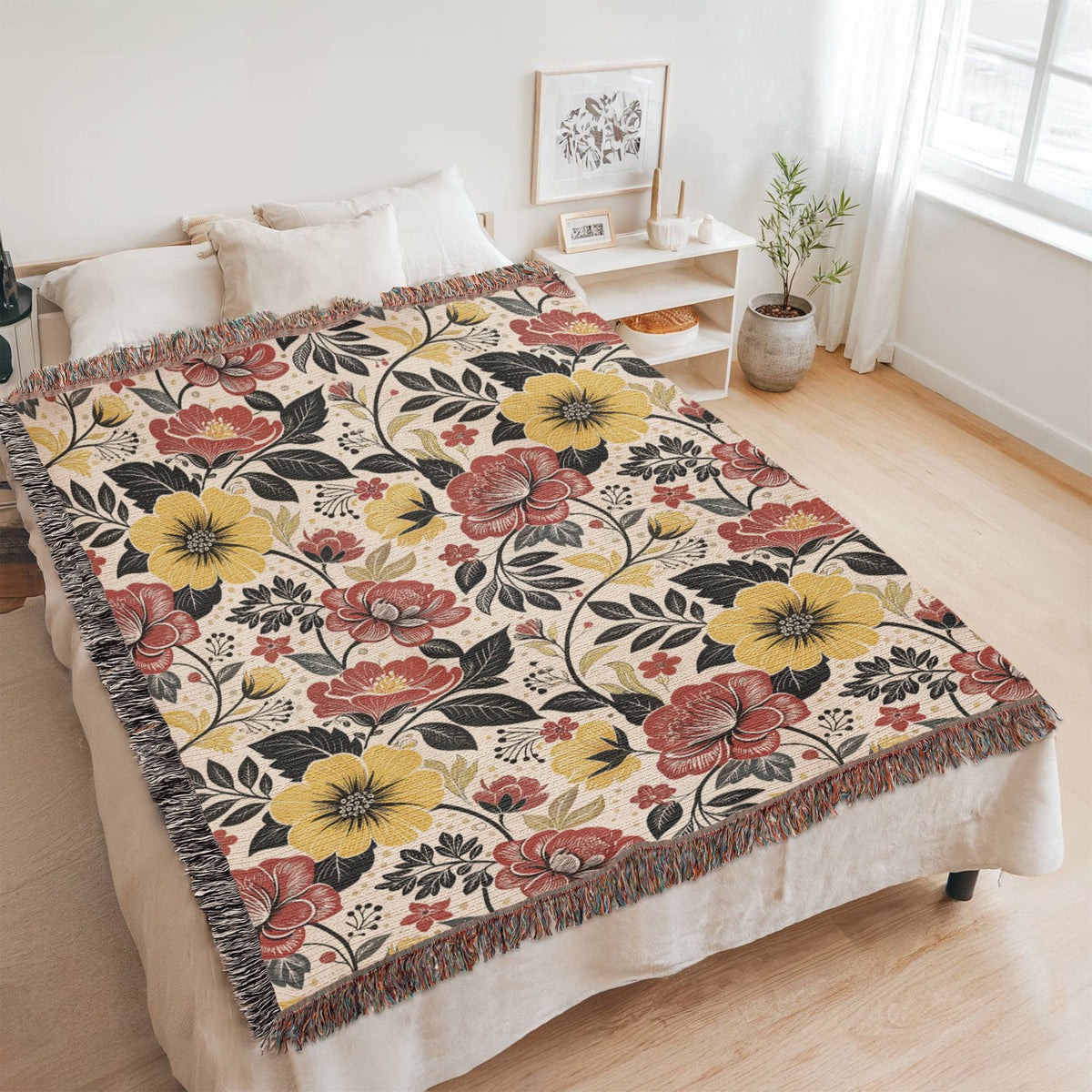 Oversized Floral Pattern 023 - 60" x 80" Heirloom Woven Blanket