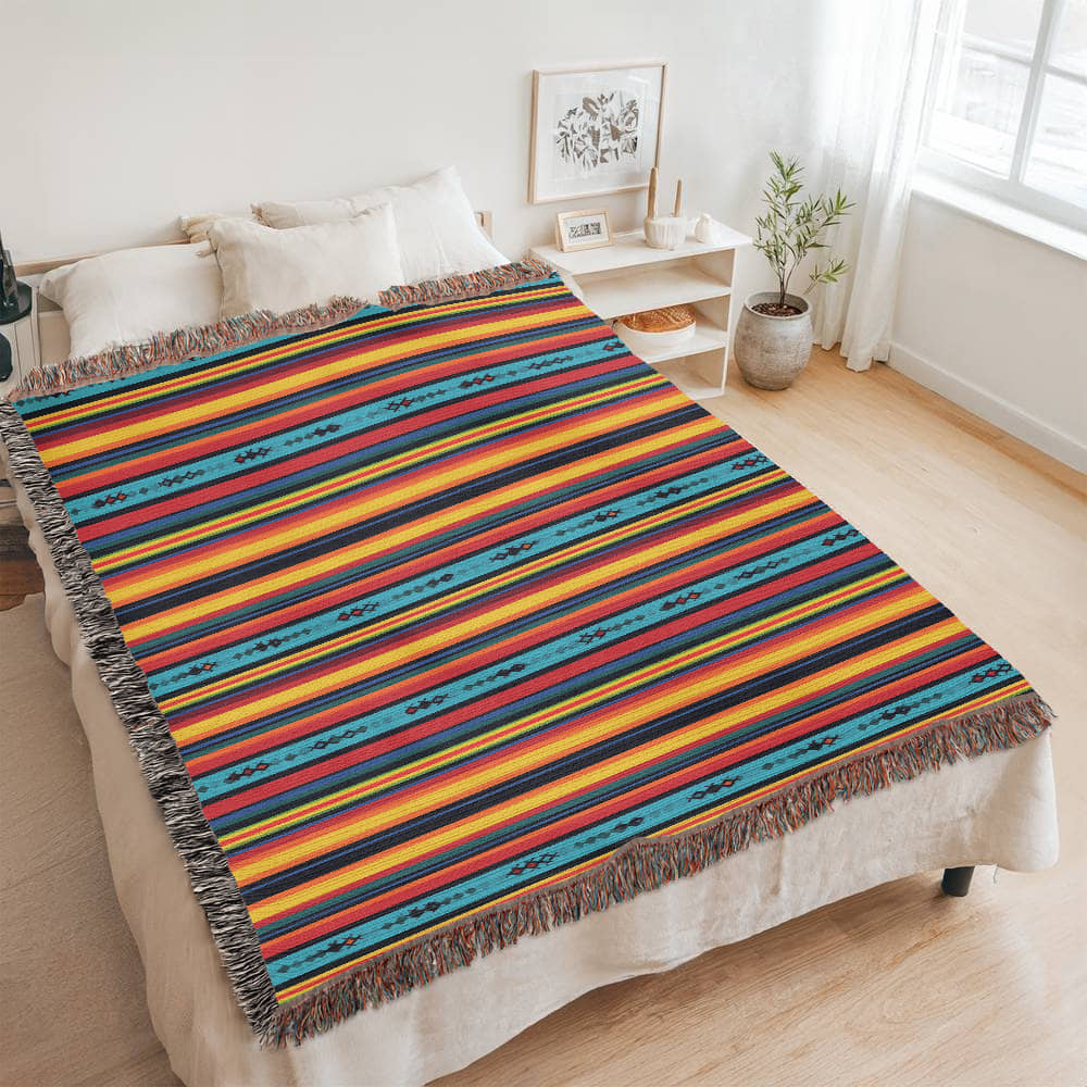Mexican Textile Pattern 009 - 60" x 80" Heirloom Woven Blanket