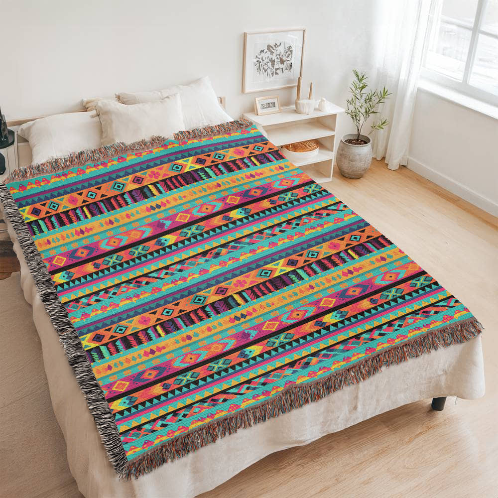 Mexican Textile Pattern 007 - 60" x 80" Heirloom Woven Blanket