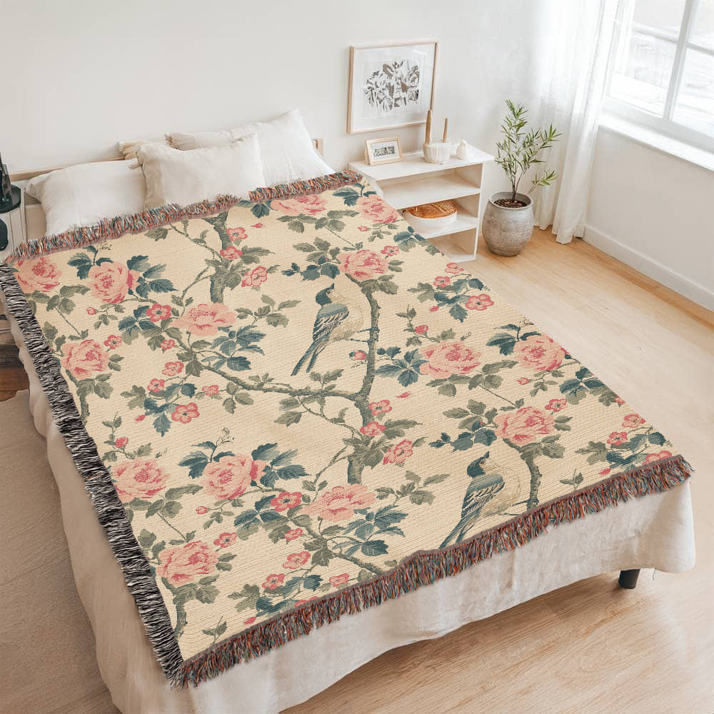 Chinoiserie Pattern 031 - 60" x 80" Heirloom Woven Blanket