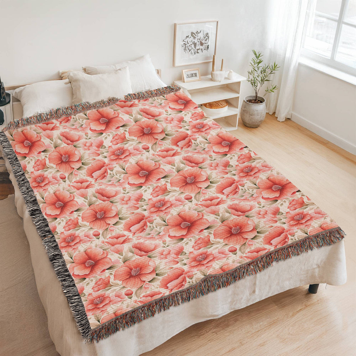Spring Flowers Pattern 023 - 60" x 80" Heirloom Woven Blanket