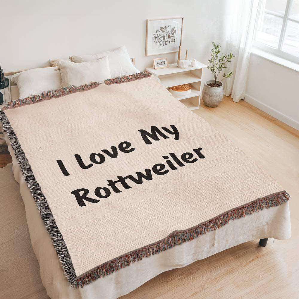 Love My Rottweiler v4 - 60" x 80" Heirloom Woven Blanket