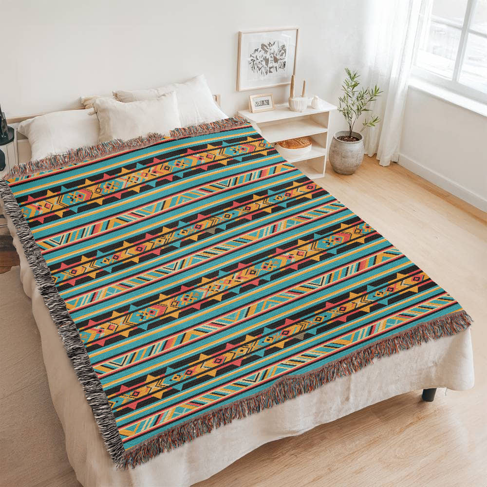 Mexican Textile Pattern 012 - 60" x 80" Heirloom Woven Blanket