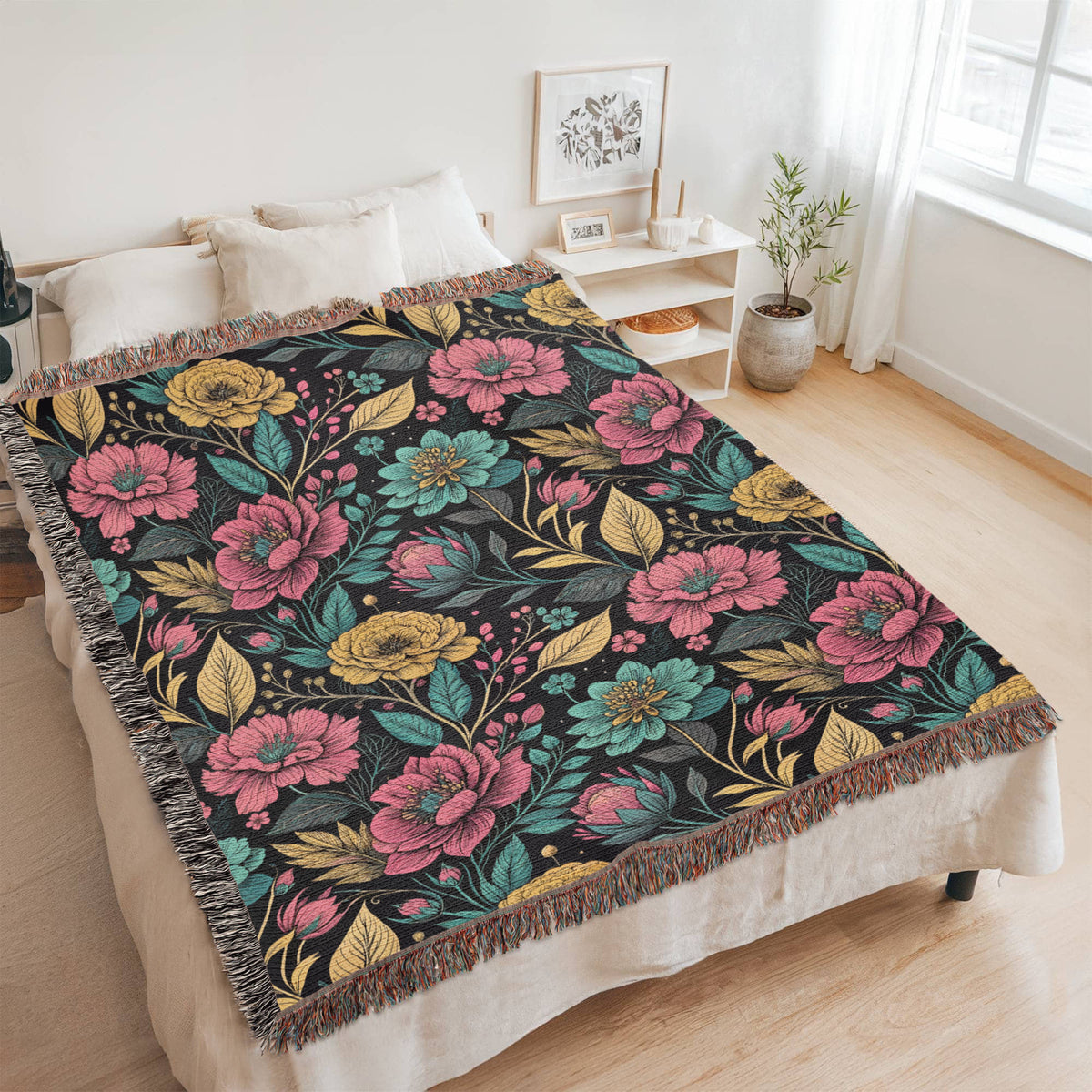 Oversized Floral Pattern 019 - 60" x 80" Heirloom Woven Blanket