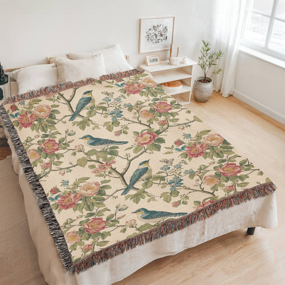 Chinoiserie Pattern 027 - 60" x 80" Heirloom Woven Blanket