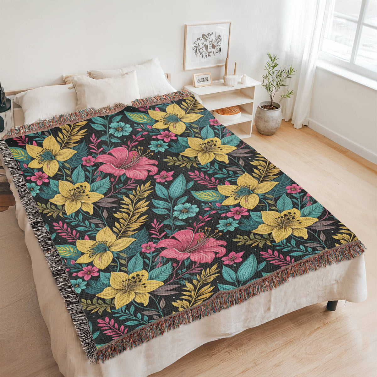 Oversized Floral Pattern 025 - 60" x 80" Heirloom Woven Blanket