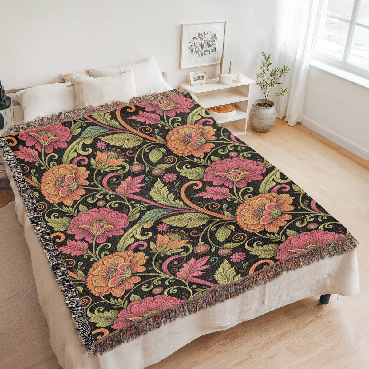 Oversized Floral Pattern 024 - 60" x 80" Heirloom Woven Blanket
