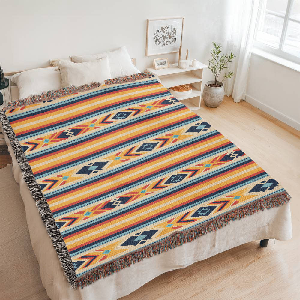 Mexican Textile Pattern 008 - 60" x 80" Heirloom Woven Blanket