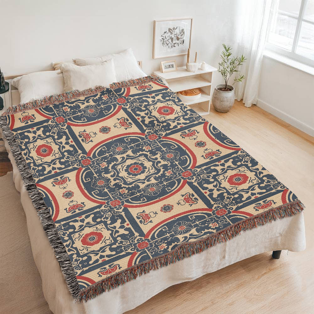 Chinoiserie Pattern 020 - 60" x 80" Heirloom Woven Blanket