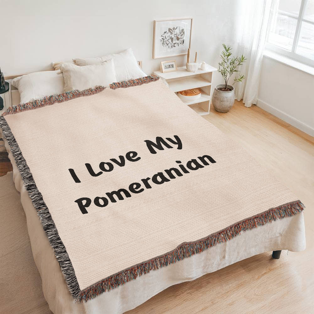 Love My Pomeranian v4 - 60" x 80" Heirloom Woven Blanket